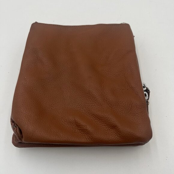 Giani Bernini Triple Zip Pebble Leather Dasher Crossbody Bag Cognac Pre-Owned - Picture 2 of 5